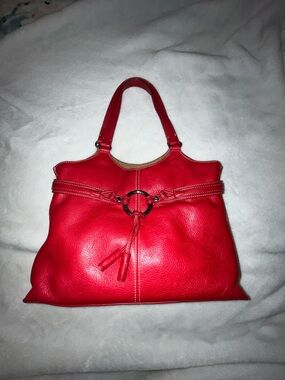 The Sak red  Leather Tote Handbag with Ring Detail